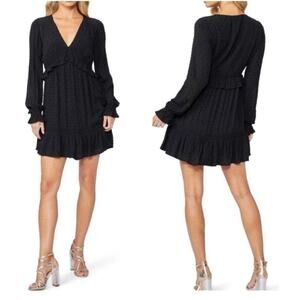 Jonathan Simkhai Black Eyelet Ruffle Mini Dress Sz L Boho Gothic Fairycore Party